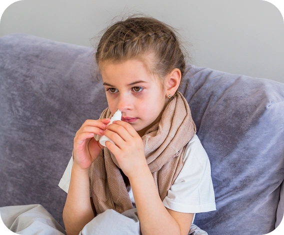 Child affected by influenza